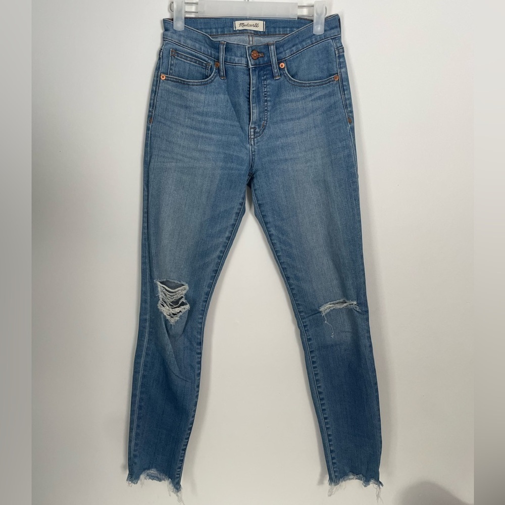 Madewell 9” High Rise Skinny Jean Womens Size 26 Distressed Raw Hem Stretch Zip